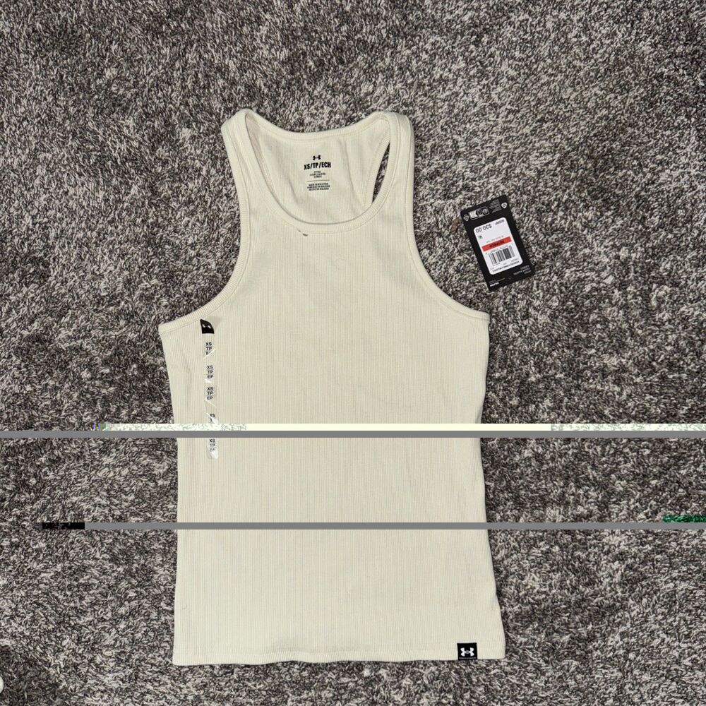 Under Armour Women’s XSmall Rival Ribbed Fitted Tank Top Cream New With Tags